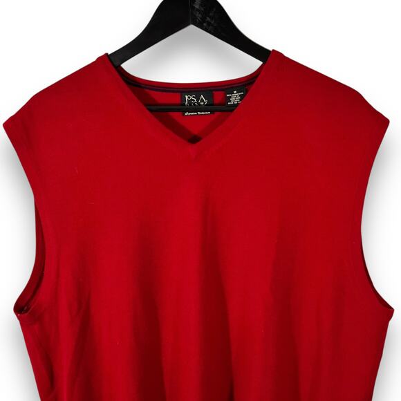 Jos A Bank Merino Wool Sweater Vest Preppy Red V Neck Classic Fit Size M - Picture 5 of 10